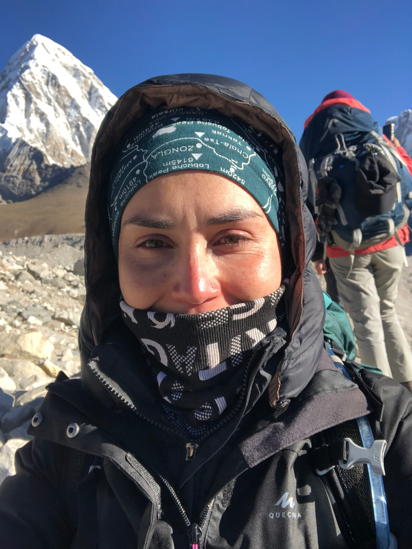 Close-up portrait at altitude on the Everest Base Camp trek