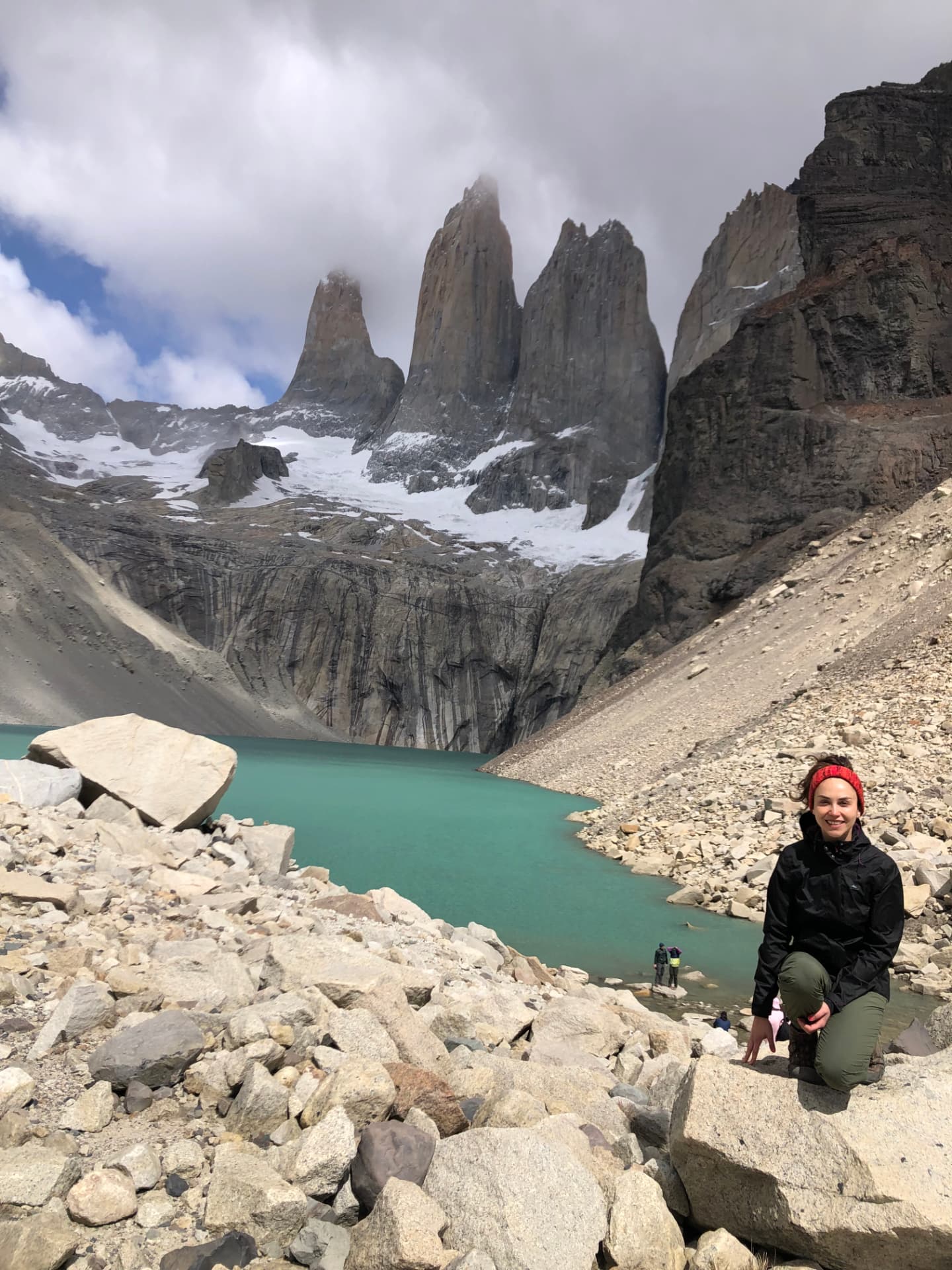 At the base of the granite towers of Torres del Paine on the W Trek