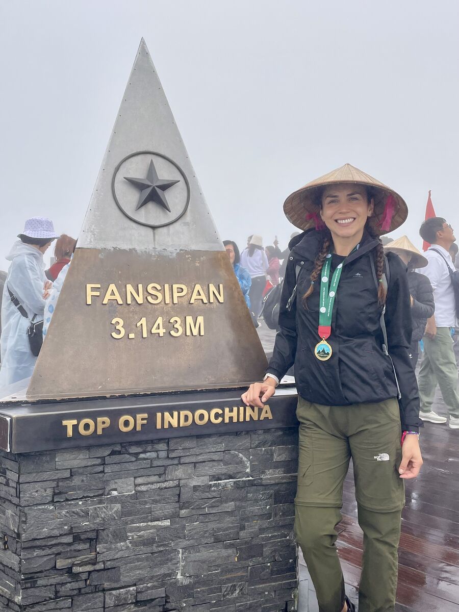 Alex at the Fansipan summit, Top of Indochina, Vietnam